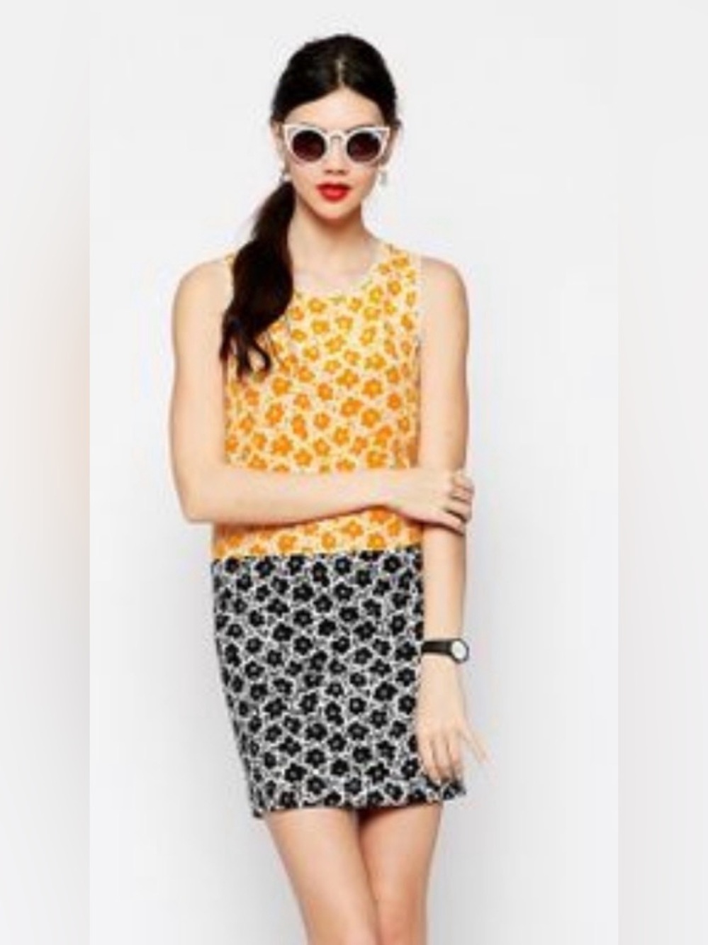 LOVE MOSCHINO NWT 100% Silk Floral Colorblock Dress | Size 6